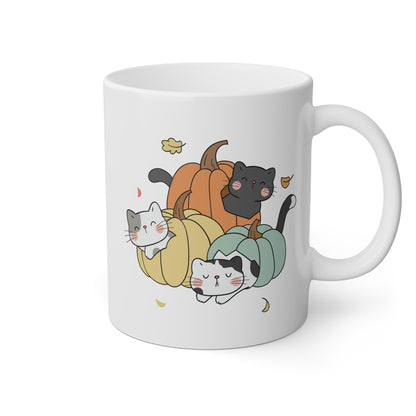 Taza con Calabazas y Gatitos para Halloween